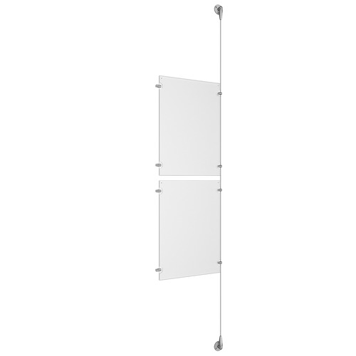 (2) 11'' Width x 17'' Height Clear Acrylic Frame & (1) Aluminum Clear Anodized Adjustable Angle Signature Cable Systems with (4) Single-Sided Panel Grippers (4) Double-Sided Panel Grippers