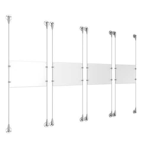 (4) 11'' Width x 8-1/2'' Height Clear Acrylic Frame & (8) Aluminum Clear Anodized Adjustable Angle Signature Cable Systems with (16) Single-Sided Panel Grippers