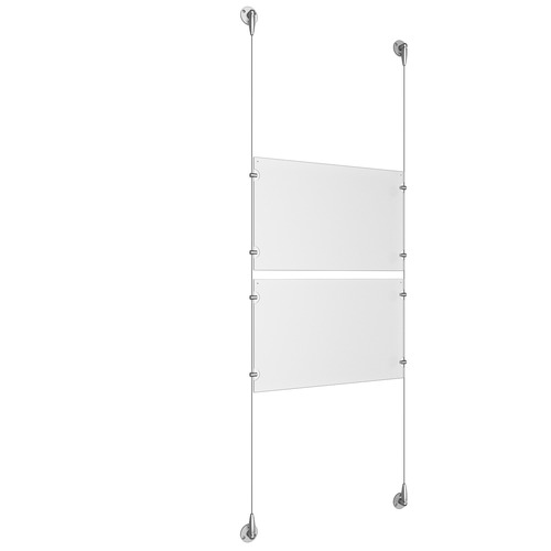 (2) 17'' Width x 11'' Height Clear Acrylic Frame & (2) Aluminum Clear Anodized Adjustable Angle Signature Cable Systems with (8) Single-Sided Panel Grippers