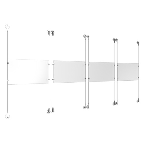 (4) 17'' Width x 11'' Height Clear Acrylic Frame & (8) Aluminum Clear Anodized Adjustable Angle Signature Cable Systems with (16) Single-Sided Panel Grippers