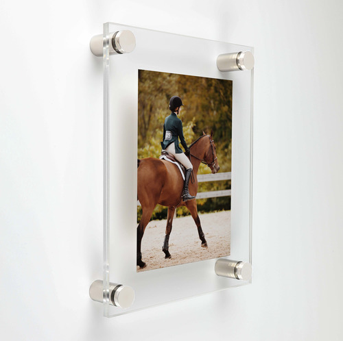 (2) 27'' x 39'' Clear Acrylics , Pre-Drilled With Polished Edges (Thick 3/16'' each), Wall Frame with (6) 1'' x 3/4'' Polished Stainless Steel Standoffs includes Screws and Anchors