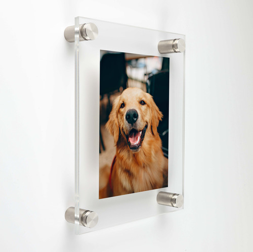 (2) 27'' x 39'' Clear Acrylics , Pre-Drilled With Polished Edges (Thick 3/16'' each), Wall Frame with (6) 1'' x 3/4'' Brushed Stainless Steel Standoffs includes Screws and Anchors