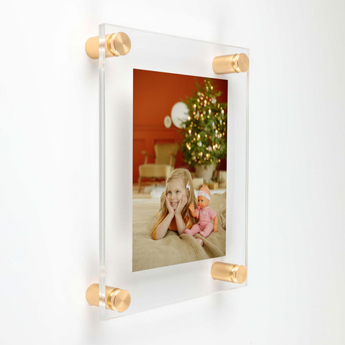 (2) 11'' x 13-1/2'' Clear Acrylics , Pre-Drilled With Polished Edges (Thick 1/8'' each), Wall Frame with (4) 5/8'' x 1/2'' Champagne Anodized Aluminum Standoffs includes Screws and Anchors